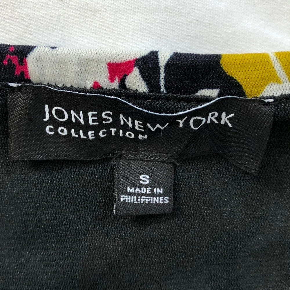 Jones New York Abstract Floral Elastic Waist Multicolored Midi Skirt Size Small